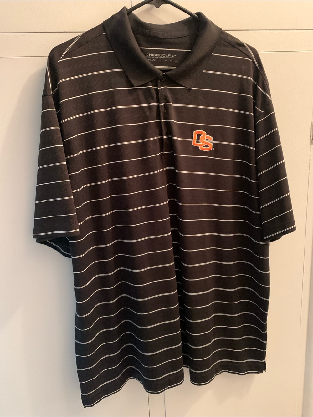 Nike Black Striped Polo with Oregon State Patch